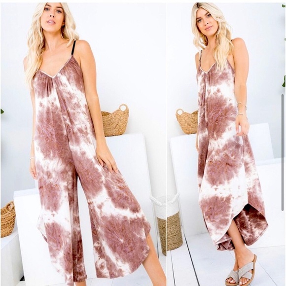 LAST ONE: Ultra soft tie dye print wide leg butter soft jumpsuit - Picture 3 of 3
